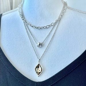 Multilayer Irregular Artisanal Amber Crystal Silver Choker Necklace